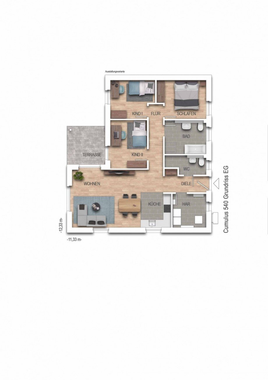 Grundriss Erdgeschoss Bungalow Wolfsburg / Brackstedt