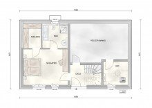 Grundriss KG 768 m� Baugrundst�ck mit Bungalow Cumulus 560 in Brohl-L�tzing