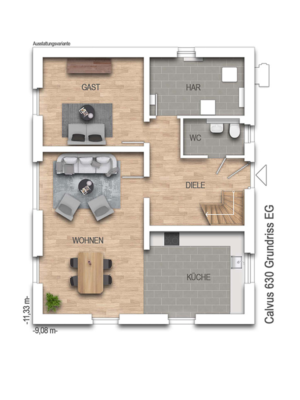 Grundriss Erdgeschoss Einfamilienhaus Wolfsburg / Brackstedt