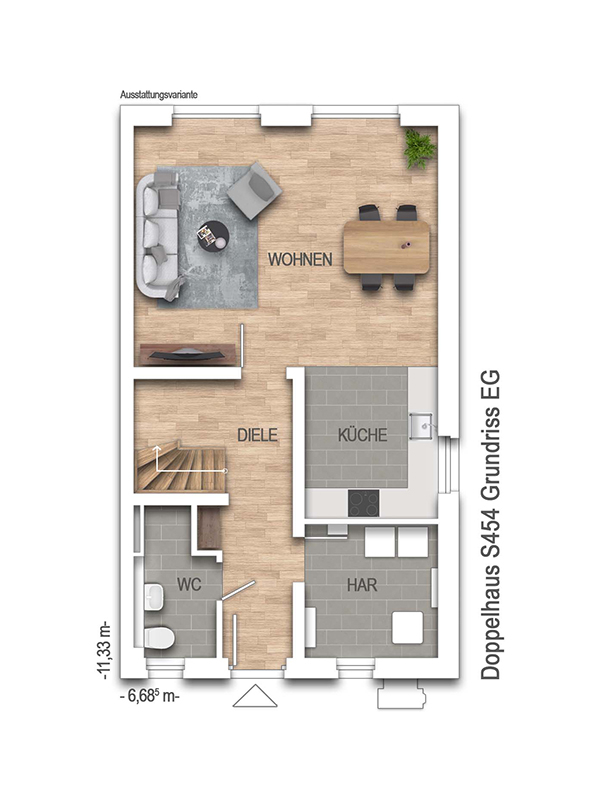 Grundriss Erdgeschoss Doppelhaush�lfte K�ln