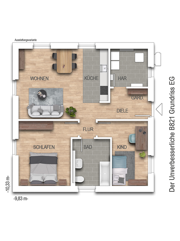 Grundriss Erdgeschoss Bungalow Wolfsburg / Brackstedt