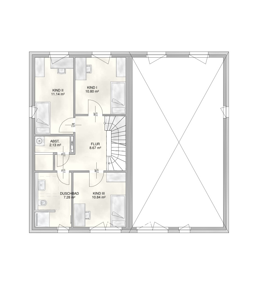 Grundriss Obergeschoss Einfamilienhaus K�ln / Libur