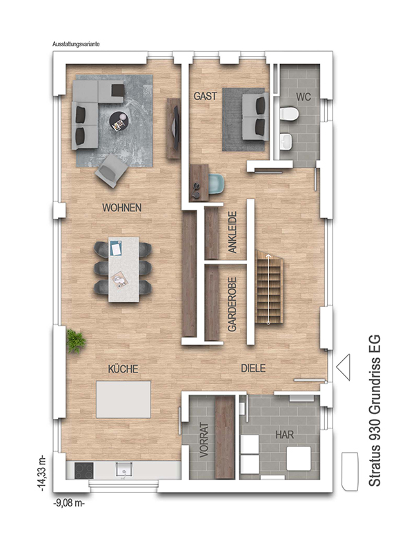 Grundriss Erdgeschoss Einfamilienhaus Weyhausen