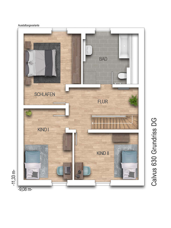 Grundriss Obergeschoss Einfamilienhaus Wolfsburg / Brackstedt