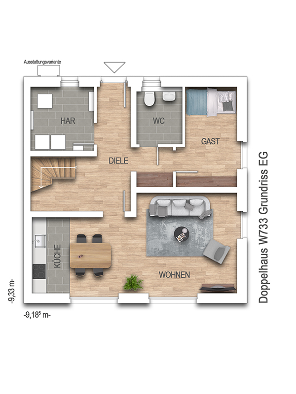 Grundriss Erdgeschoss Doppelhaush�lfte Wolfsburg / Brackstedt