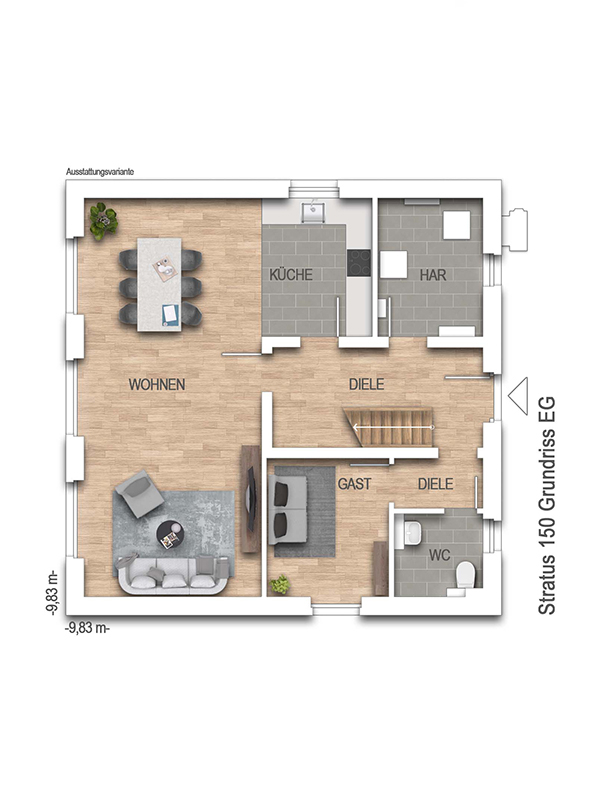 Grundriss Erdgeschoss Einfamilienhaus Weyhausen
