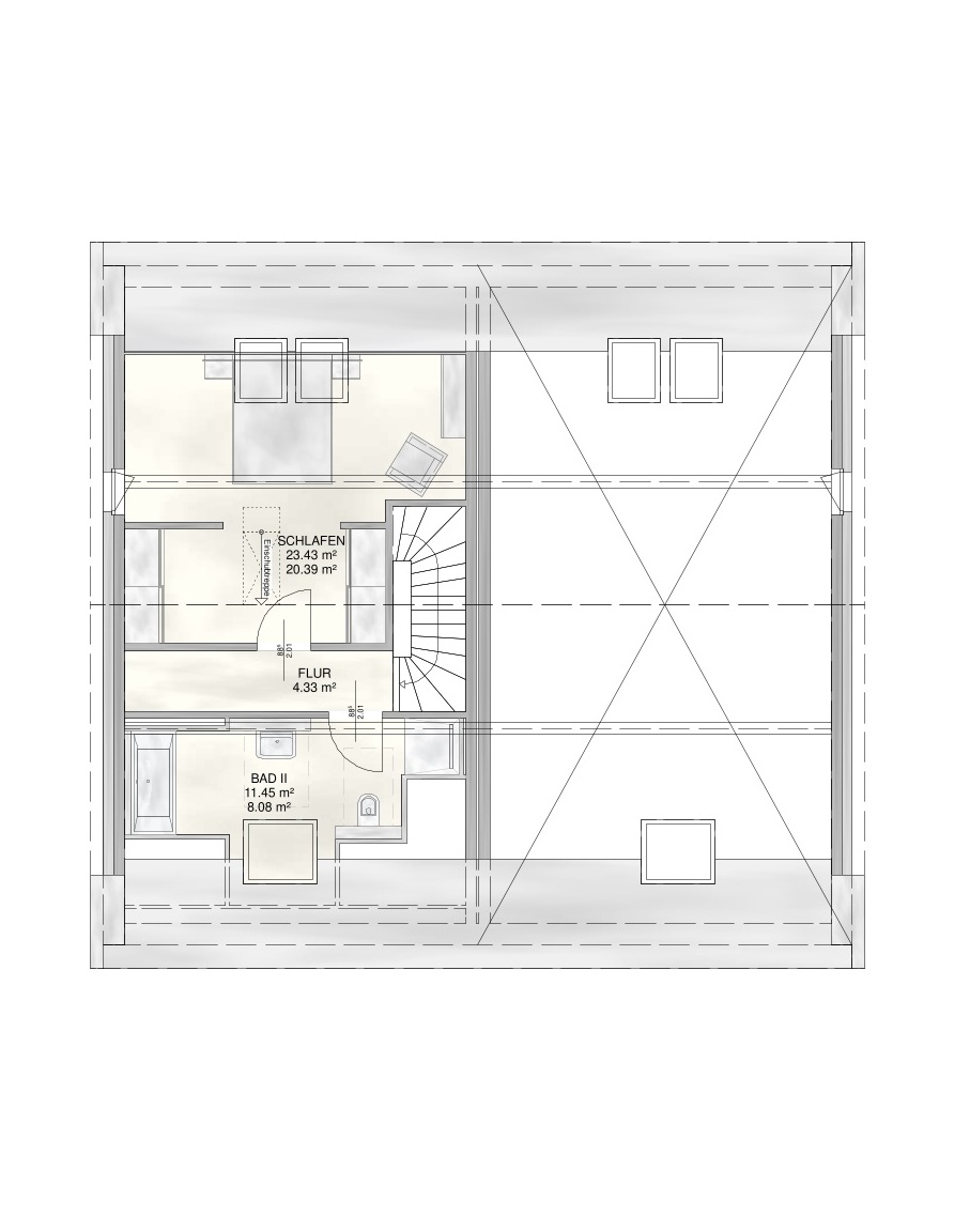 Grundriss Dachgeschoss Einfamilienhaus K�ln / Libur