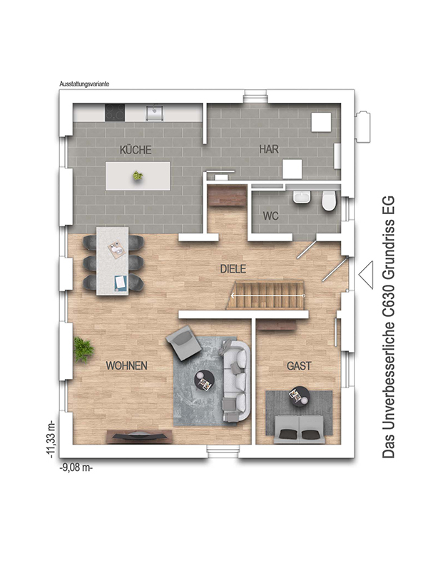 Grundriss Erdgeschoss Einfamilienhaus Pulheim / Dansweiler