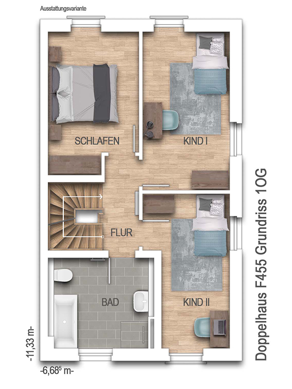 Grundriss 1. Obergeschoss Doppelhaush�lfte Wolfsburg