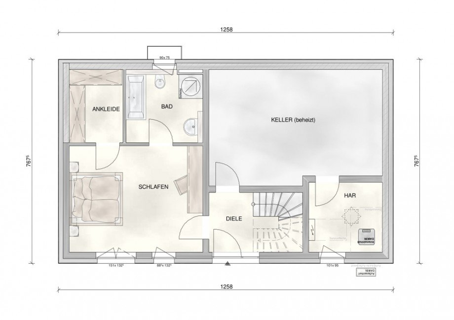 Grundriss KG Bungalow Brohl-L�tzing