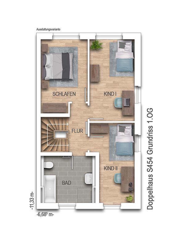Grundriss 1. Obergeschoss Doppelhaush�lfte K�ln